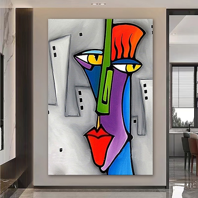  Oil Painting 100% Handmade Hand Painted Wall Art On Canvas Human Face Abstract Portrait Picasso Style Home Decoration Decor Rolled Canvas No Frame Unstretched