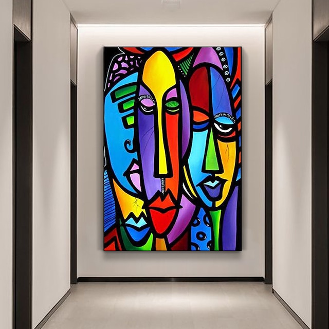  Lienzo colorido hecho a mano estilo picasso pintura al óleo figuras de mujer abstractas modernas cuadros de pared para decoración para sala de estar