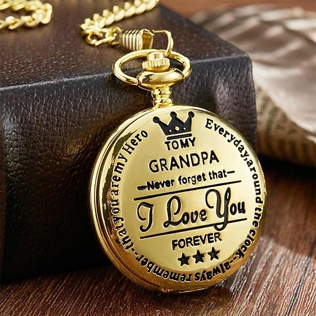  チェーン付きメンズ懐中時計 レトロ ヴィンテージ ローマ数字 ダイヤル 時計の装飾 パーソナライズされたステンレススチール 時計 ママとパパからの心のこもった誕生日プレゼント