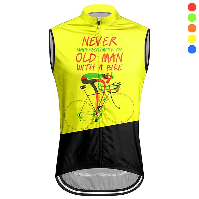  21Grams Men's Cycling Vest Cycling Jersey Sleeveless Bike Vest / Gilet Top with 3 Rear Pockets Mountain Bike MTB Road Bike Cycling Breathable Moisture Wicking Quick Dry Back Pocket Yellow Red Blue