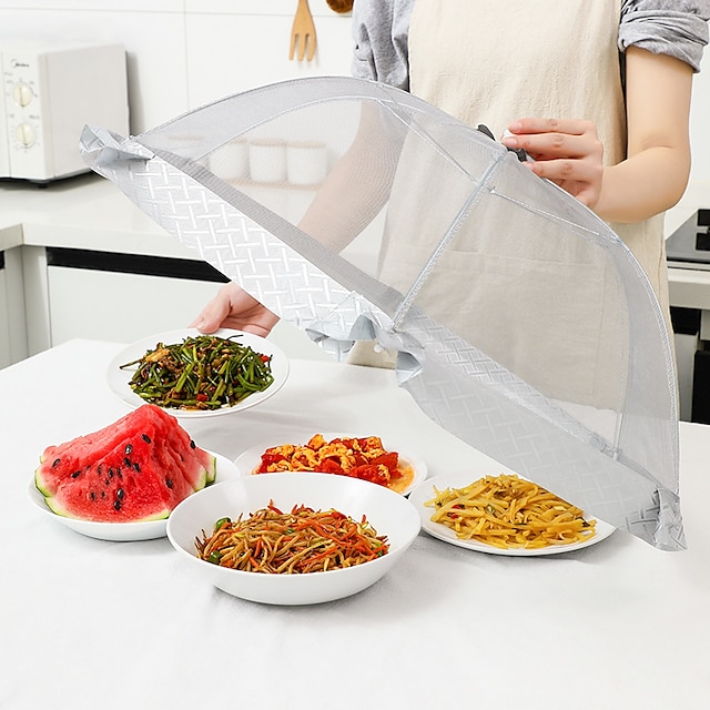  1 stks huishoudelijke voedselhoes nieuwe zomer opvouwbare vliegbestendige groentehoes stofdicht tafelkleed grote rechthoekige voedselhoes
