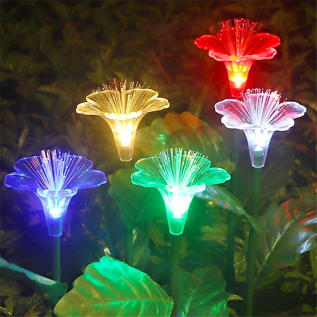 Solar Fiber Optic Begonia Flower Lantern Outdoor Courtyard Garden