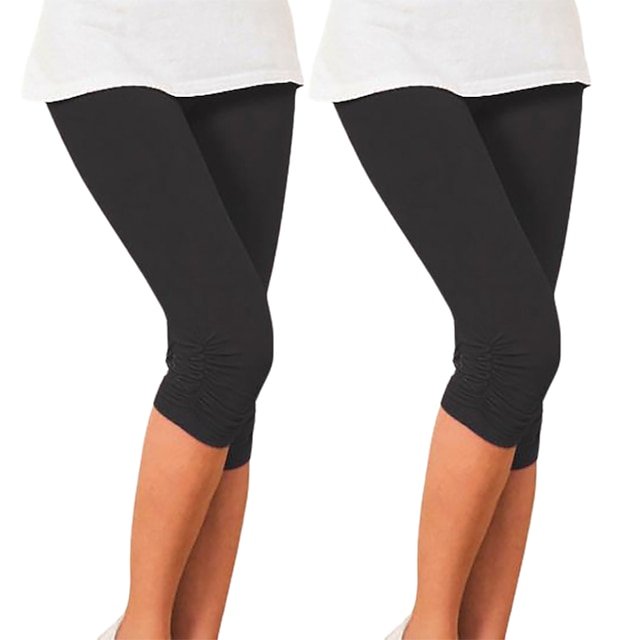  Damen Capri Leggings Gerafft Bauchkontrolle Po-Lifting Yoga Fitness Fitnesstraining Capri Leggings Unterteile 1 # 2 # 3 # Baumwolle Sport Sportkleidung Dehnbar