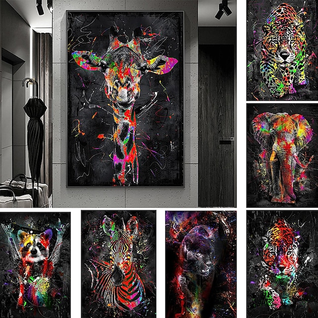  Giraffe Graffiti Wall Art Canvas Paintings on the Wall Art Posters and Prints Animals Modern Pictures For Kids Room Decor