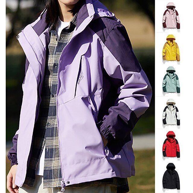 Women's Hiking Jacket Outdoor Patchwork Waterproof Windproof Breathable