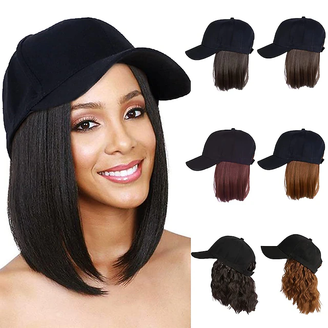 Hat Wig for Women Short Wave Baseball Cap Wig with Curly Hair ...