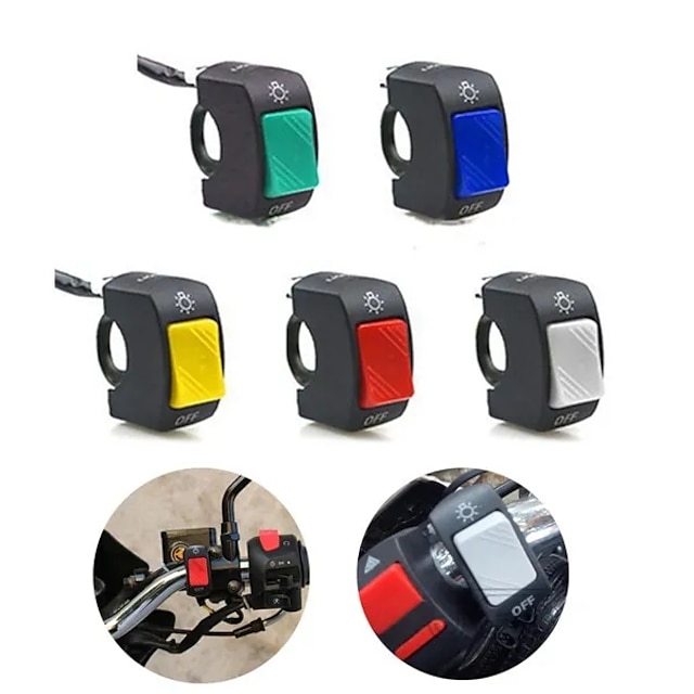  22mm ON/OFF Motorcycle Switch Push Button 12V Button Connector Handlebar Switch for ATV Electronic Bike Scooter Motorbike 2PC