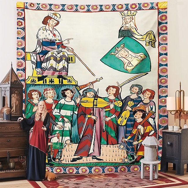  Arte de tapiz medieval grande tapiz de la Edad Media mural decorativo fotografía fondo manta cortina decoración para el hogar dormitorio sala de estar
