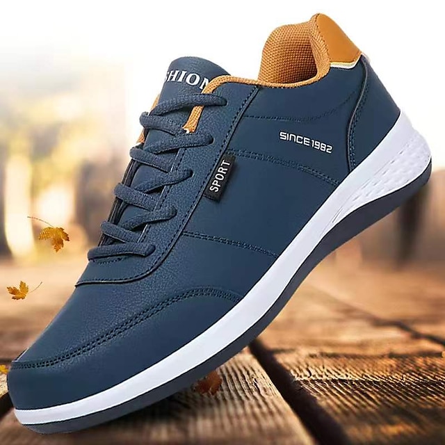  Men's Sneakers Sporty Look Running Walking Business Sporty Casual Outdoor Daily PU Breathable Black Blue Summer Spring