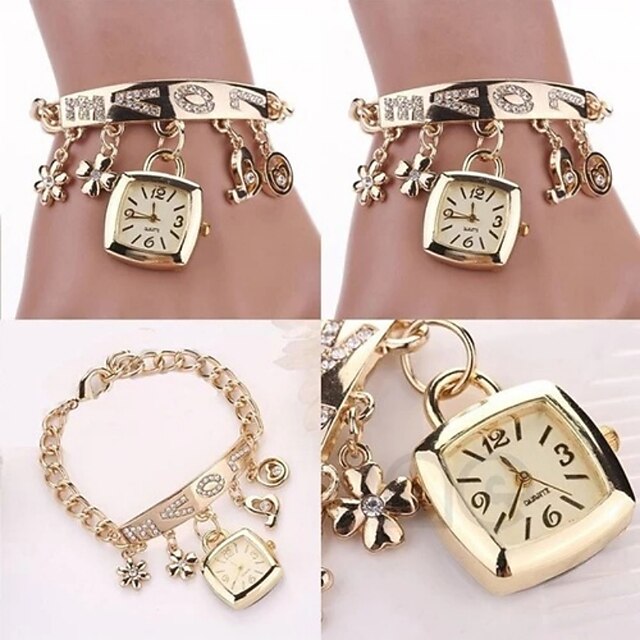 Women Quartz Watch Bracelet Wrist Watch Rhinestone Love Heart Style