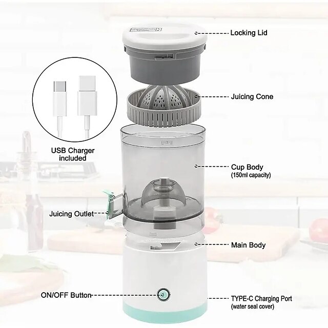  1 قطعة عصارة كهربائية محمولة عصارة فواكه متعددة الوظائف منزلية برتقالية ليمون خلاط USB شحن مطبخ عصارة طازجة أوتوماتيكية