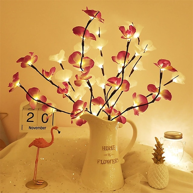  20 lysdioder string lys simulering sommerfugl orkide gren krans lys vase fyllstoff blomst fe lys jule hjemmedekorasjon