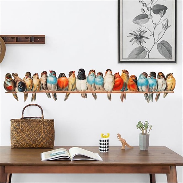  Adesivos de parede de animais de pássaros de cor 3d para decoração de casa decalque de parede 1 peça