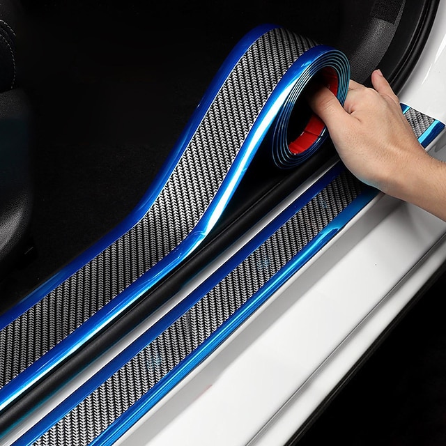  3pcs auto soglia anti-calpestio/graffio decorazione porta urto adesivo blu 1 metro