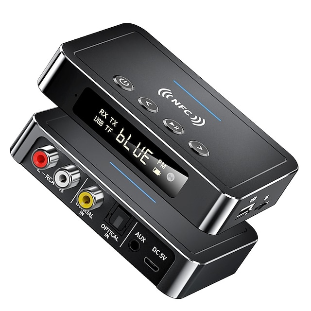  bluetooth 5.0 přijímač vysílač fm stereo aux 3,5mm jack rca optický nfc audio bezdrátový bluetooth adaptér dálkové ovládání tv