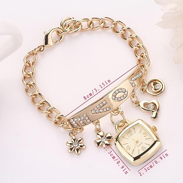Women Quartz Watch Bracelet Wrist Watch Rhinestone Love Heart Style