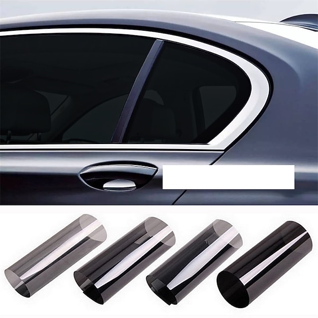  Car Window Tint Film For Auto, Sun Shade Roll 15% VLT Black Universal Fit 20''x20Ft Roll Sunlight Heat UV Block And Scratch Resistant Car Accessaries