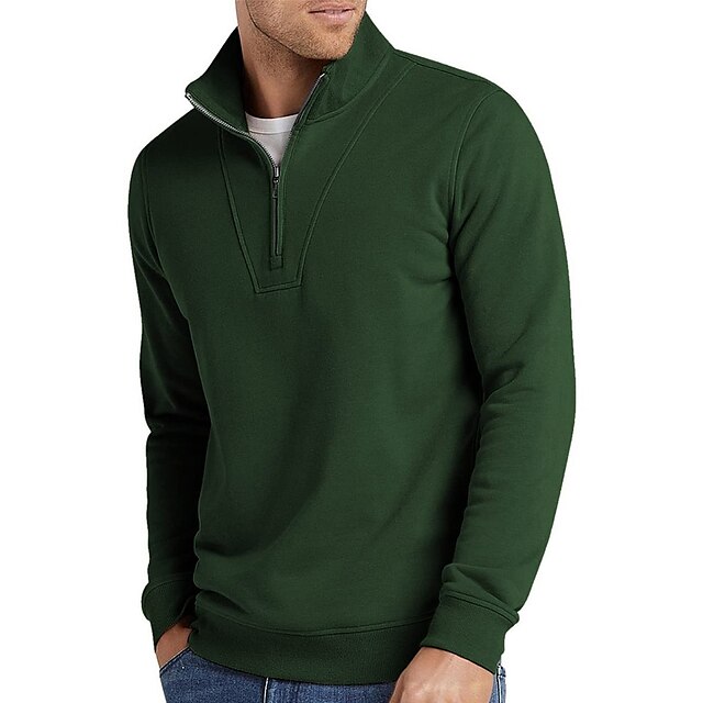  Men's Sweatshirt Blue Green Standing Collar Plain Print Sports & Outdoor Daily Sports Streetwear Casual Fall & Winter Clothing Apparel Hoodies Sweatshirts 