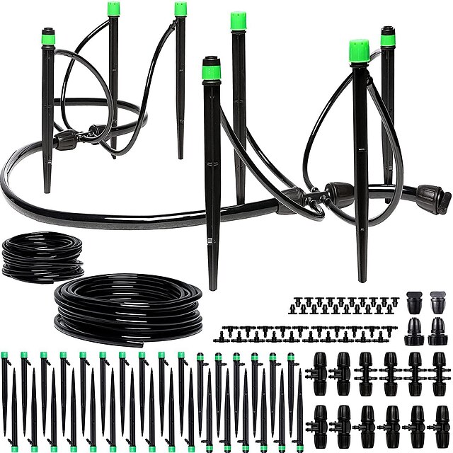 Drip Irrigation Kit - Adjustable Premium Garden Watering System for Raised Garden Bed, Yard, Lawn or Indoor - Complete Irrigation System with Drip Emitters, 1/4 Tubing and Drip Connectors 6