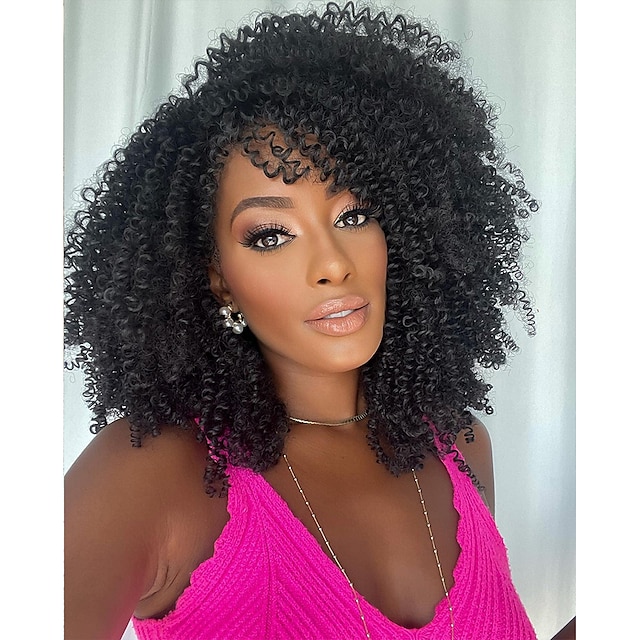  Short Curly Wig Afro Curly Wigs Kinky Curly Hair Wig Synthetic Afro Wigs for Black Women