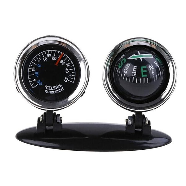  2 in 1 Car Guide Ball Car Compass Thermometer Ornaments Dashboard Direction Self-Adhesive Navigation Compass Ball Decoration