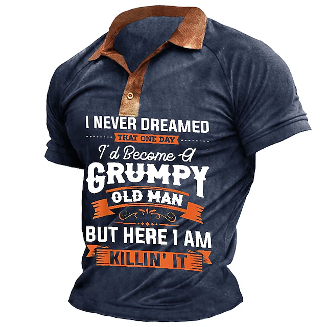 Grumpy Old Man Killin' It Men's Polo Shirt | Funny Short Sleeve Graphic Tee for Lifestyle Humor 7