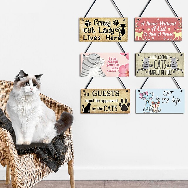  創造的なカラフルな印刷木製猫看板装飾ペット ショップ猫カフェ家の中庭室内装飾ぶら下げ装飾ぶら下げ装飾