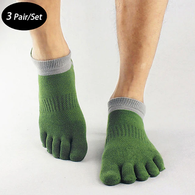 Men's 3 Pairs Ankle Socks Toe Socks Low Cut Socks Black White Color Color Block Daily Wear Vacation Weekend Mesh Medium Summer Spring & Fall Stylish Casual 11