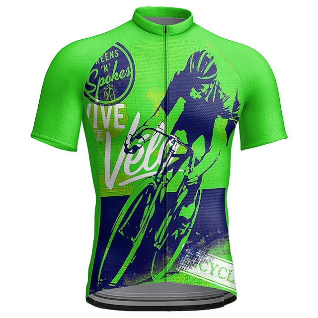  21Grams Voor heren Wielrenshirt Korte mouw Fietsen Kleding Bovenlichaam met 3 achterzakken Bergracen Wegwielrennen Ademend Vochtregelerend Sneldrogend Reflecterende strips Geel Rood Blauw Grafisch