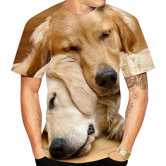  Dyr Hund golden retriever T-shirt Anime 3D Grafisk Til Par Herre Dame Voksne Maskerade 3D-udskrivning Afslappet / Hverdag