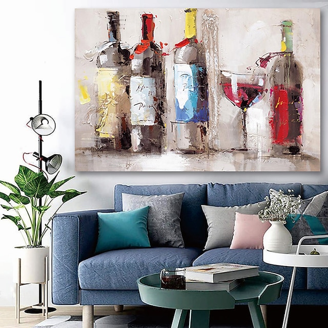  pintura a óleo artesanal pintada à mão arte na parede mintura moderna garrafa de vinho abstrata para decoração de casa tela enrolada sem moldura não esticada