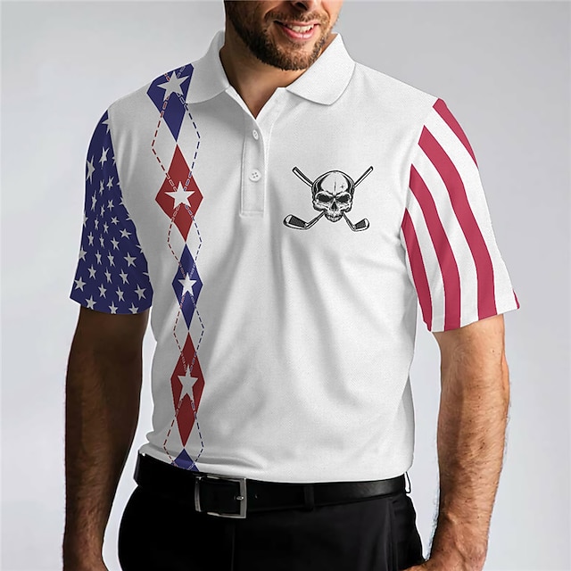 Men's Button Up Polos Lapel Polo Polo Shirt Golf Shirt Letter Graphic ...