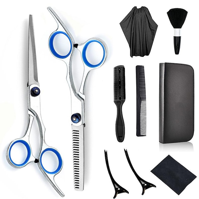  Kits de tesoura de corte de cabelo 10 peças tesoura de cabeleireiro de aço inoxidável conjunto tesoura de desbaste profissional para uso doméstico de barbeiro