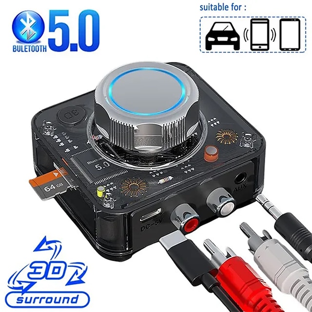  Bluetooth 5.0 Audio Receiver 3D Stereo Music Wireless Adapter TF Card RCA 3.5mm 3.5 AUX Jack For Car kit Wired Speaker Headphone