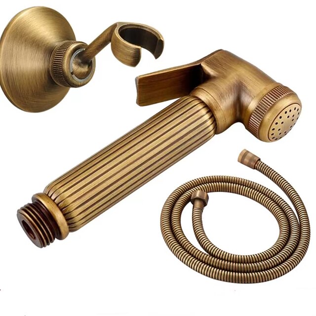 Bathroom Handheld Shower Bidet Shattaf Sprayer Set Wall Mount, Brass
