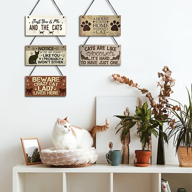  創造的なカラフルな印刷木製の長方形の猫の看板の装飾ペットショップの家の中庭の室内装飾ぶら下げの装飾ぶら下げの装飾