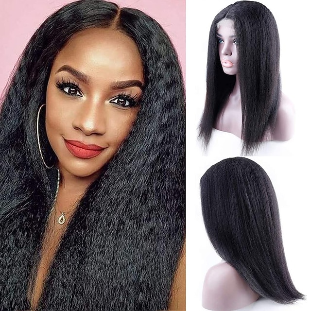 4x4 Lace Closure Wigs Kinky Straight Human Hair Lace Front Wigs for