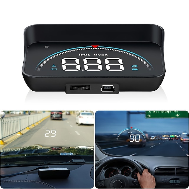  obd2 gps bilprojektor m8 mph kmh auto hud speedometer frontrute 3,5'' skjermstørrelse hd bil head-up display alarm tilbehør