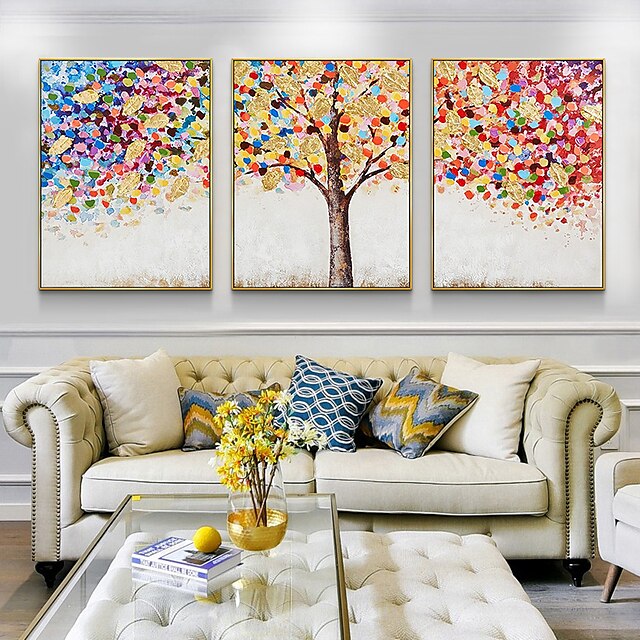 Colorful Gold Tree Canvas Oil Painting Handpainted Modern Artwork ...