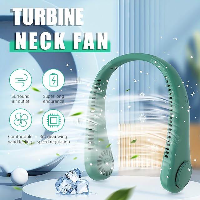  Portable Bladeless Neck Fan Hands Free Bladeless Fan 360° Cooling Wearable Personal Fan For Travel Outdoor Sports Leafless Rechargeable USB Powered3 Speed Multicolor Gift For Birthday