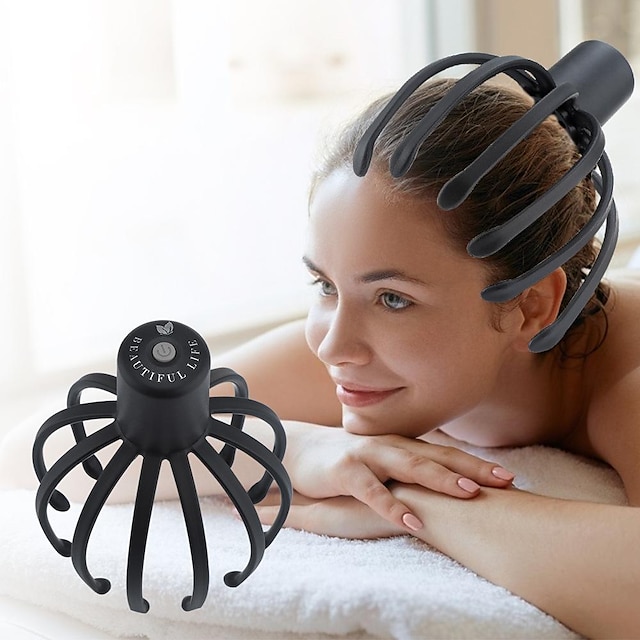  1 pc massageador de couro cabeludo elétrico massageador de cabeça com instrumento de garra arranhador de cabeça de polvo para relaxamento profundo