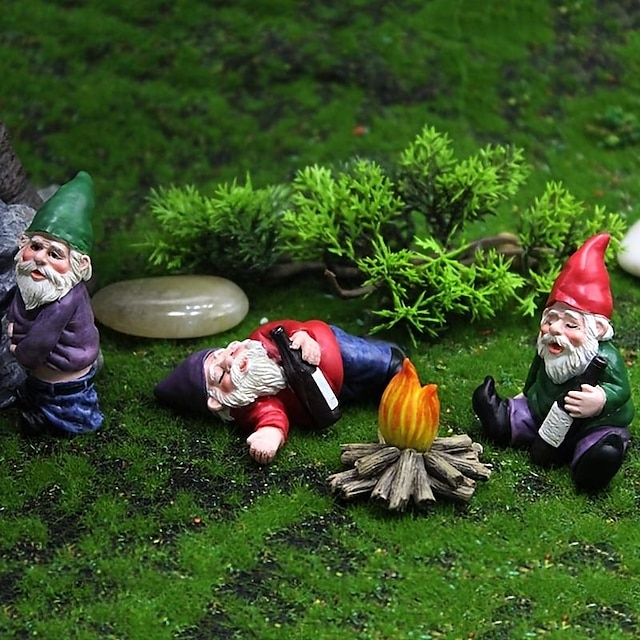  ornamentos de paisagem ao ar livre, ornamentos de jardim de personalidade, artesanato de resina de elfo
