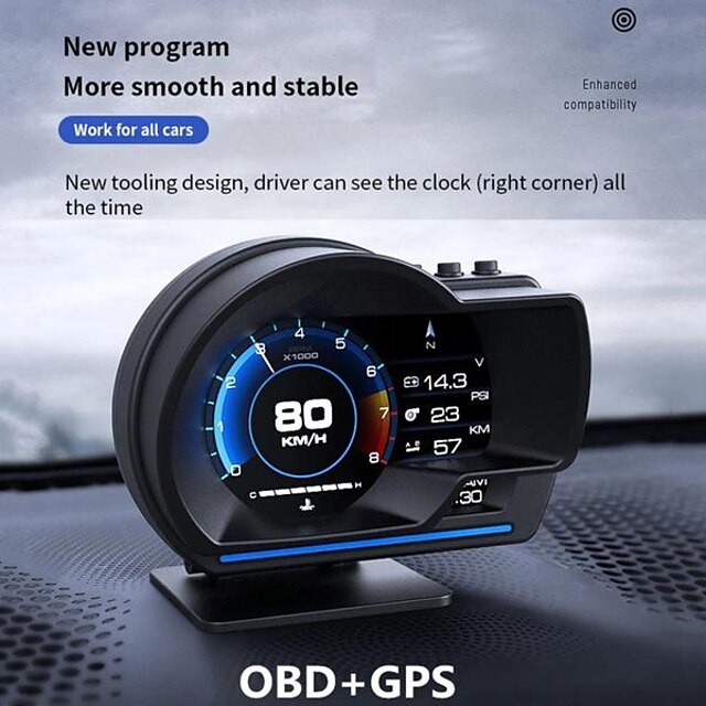  ap-6 スマート 車 ゲージ hd ディスプレイ スクリーン 9 スタイル インターフェイス abs obd hud+gps デジタル デバイス 計器 車用