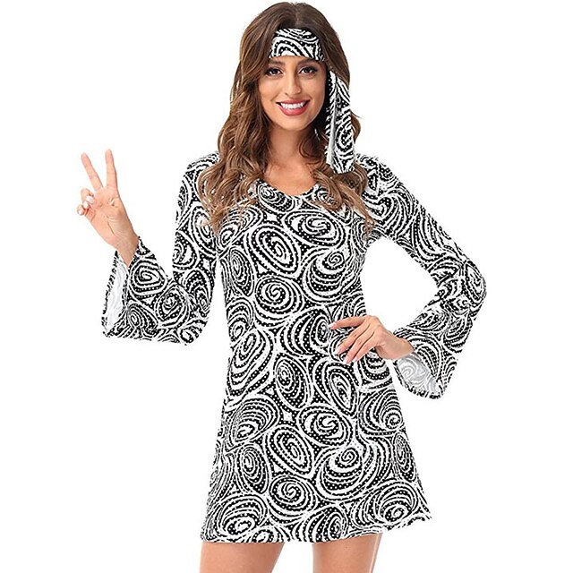 thumbnail image 2 of ILOVEFANCYDRESS 1960s Disco Fancy Dress Costume Set With Hippy Glasses & Black Wig 2 of 4
