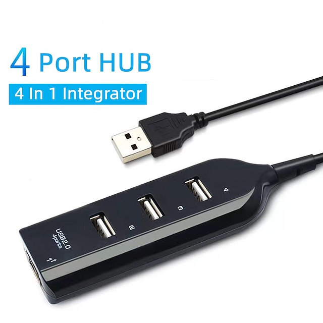  USB 2.0 Hub 4 Porti 4 IN 1 Hub USB con USB2.0*1 5V / 2A Erogazione di potenza Per Laptop PC