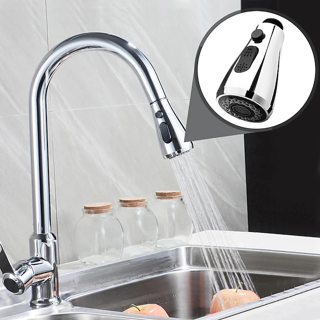Kitchen Faucet Head Replacement Black Chrome, Pull Out Faucet Sprayer Head Nozzle Attachment Fittings Accessories, Aeration Spray Splash-proof Spout 18
