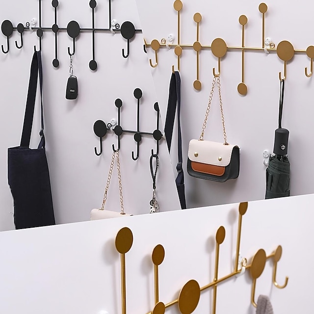  1pc Punch-free Entry Doorway Key Hook, Wall Mounted Coat Hook, Metal Coat Rack For Clothes Hat Key Towel And Bag