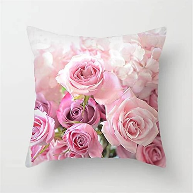  Big Flower Double Side Pillow Cover 4PC Soft Decorative Square Cushion Case Pillowcase for Bedroom Livingroom Sofa Couch Chair