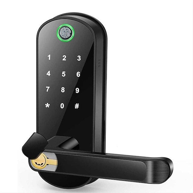 Smart 5 In 1 Door Lock With Handle Biometric Technology Storage Memory Function