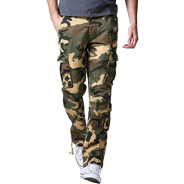 Men's Cargo Pants Cargo Trousers Trousers Camo Pants Leg Drawstring 8 Pocket Print Camouflage